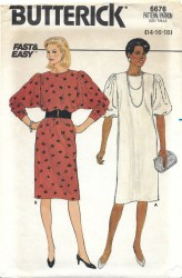 6676 BUTTERICK LOOSE STRAIGHT PULLOVER SHORT - LONG SLEEVE DRESS PATTERN 8-12